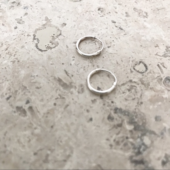 Silver mini hoop huggies - Picture 2 of 4